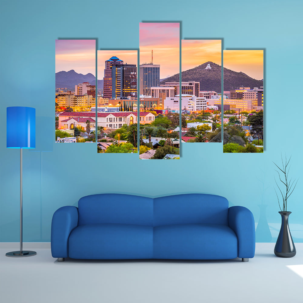 Tucson Skyline In Arizona Canvas Wall Art