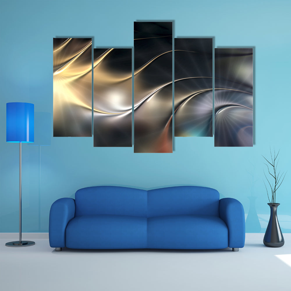 Abstract Metallic 3D Wave Canvas Wall Art