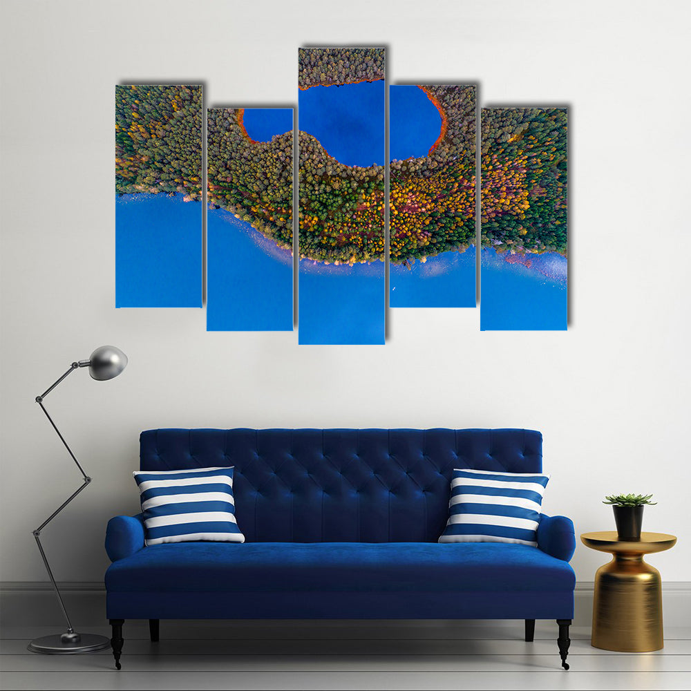 Two Lakes In Lithuanian Forest Canvas Wall Art