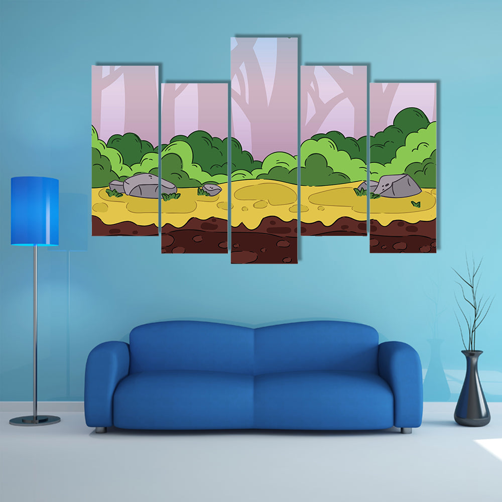 Seamless Cartoon Jungle Pattern Canvas Wall Art