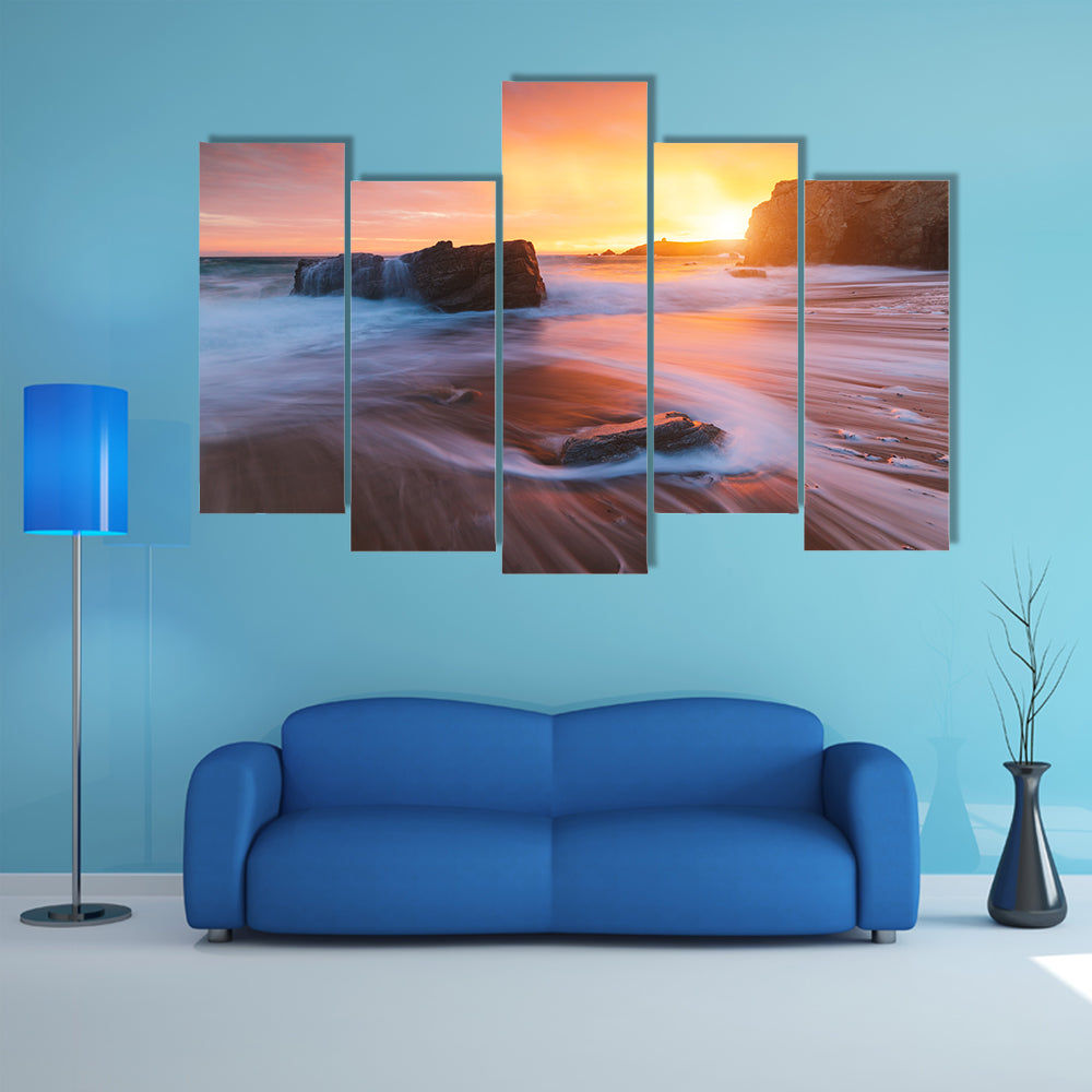 Quiberon Coastline at Sunset Canvas Wall Art