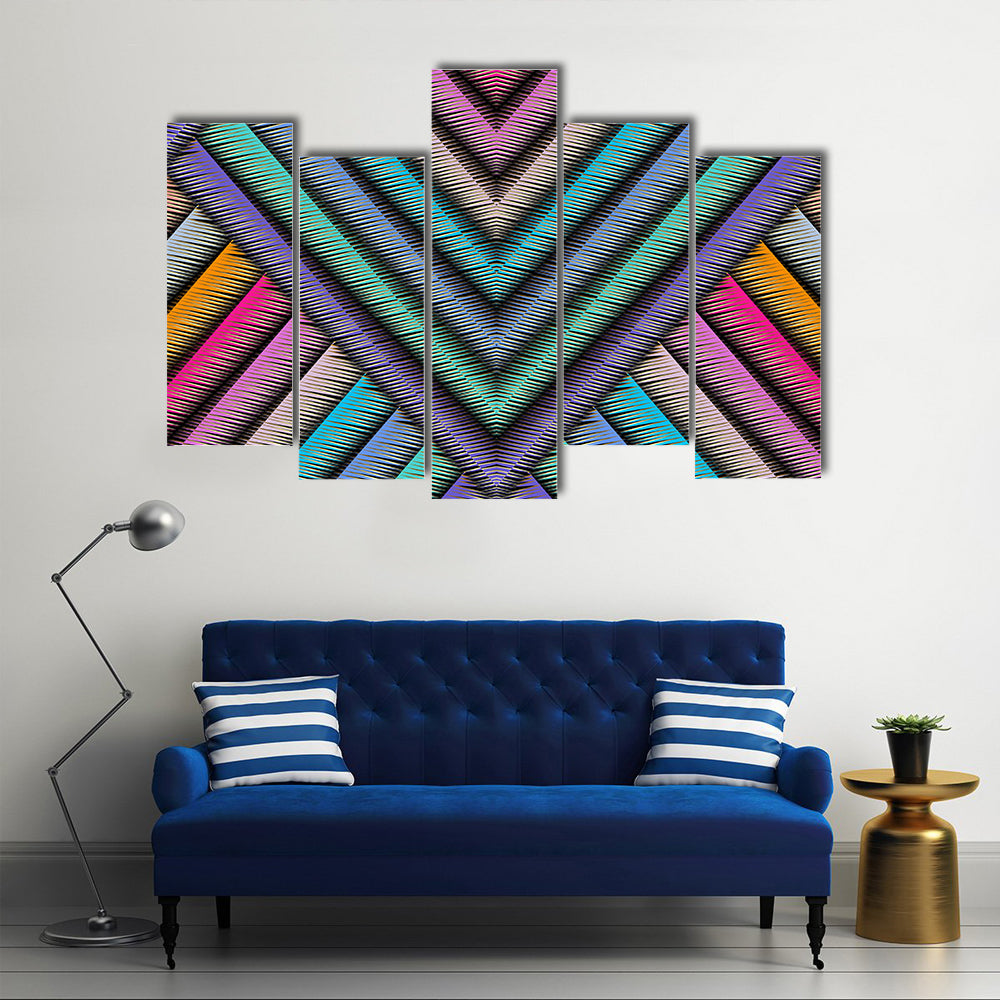 3d Striped Embroidery Chevron Canvas Wall Art