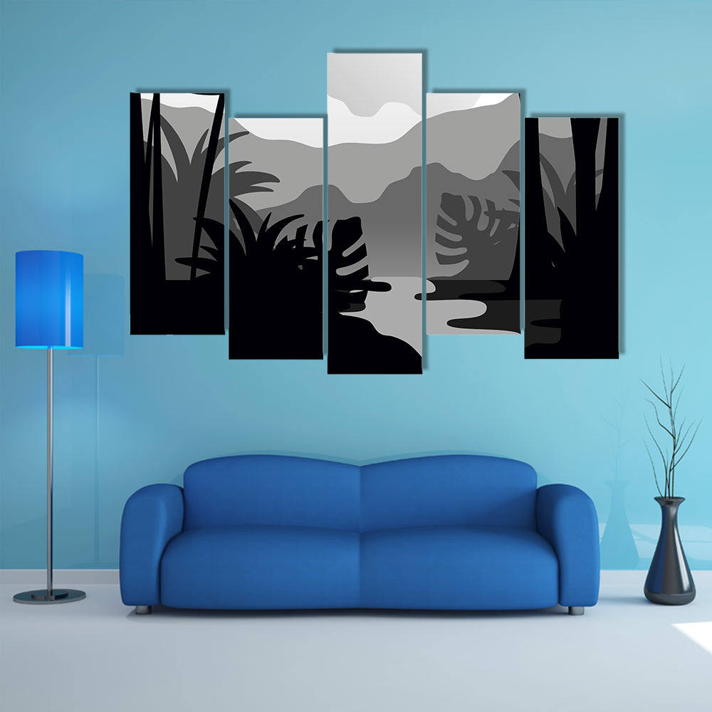 Tropical Forest Silhouette Canvas Wall Art
