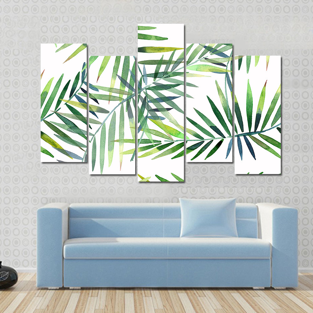 Green Tropical Palm Leaf Pattern Canvas Wall Art