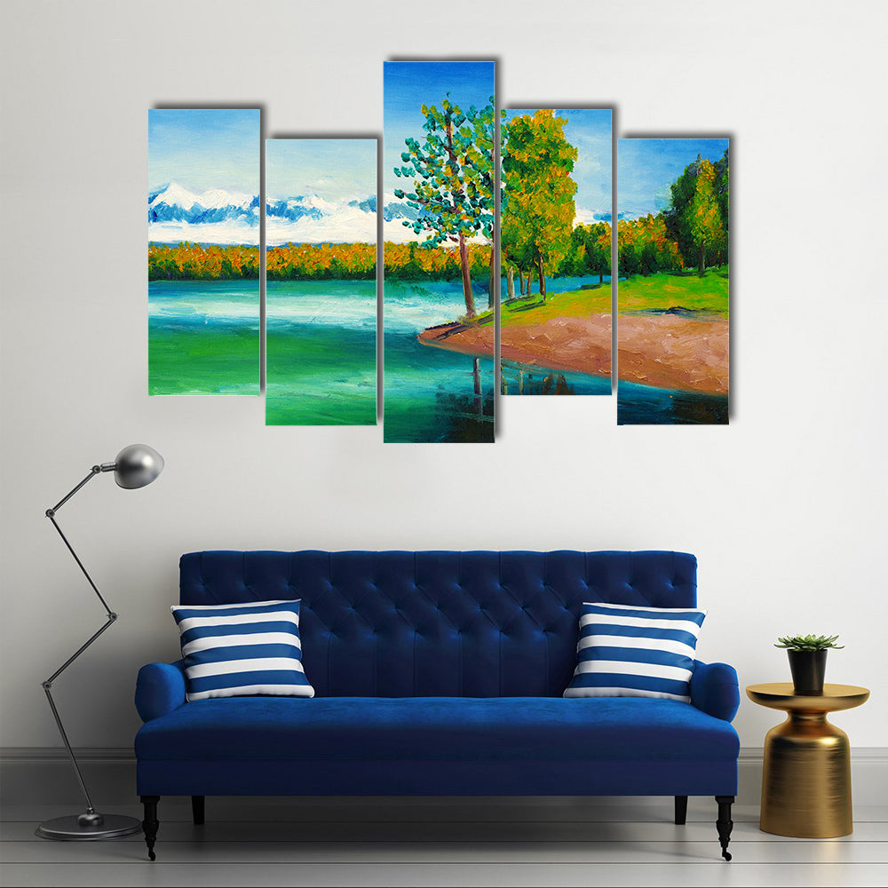Peaceful Mountain Lake Canvas Wall Art