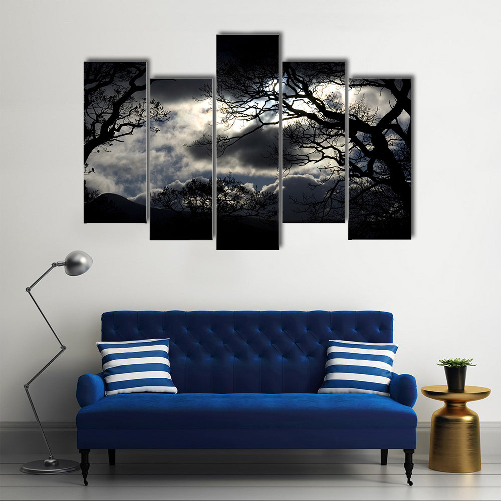 Silhouetted Trees Under Storm Clouds Canvas Wall Art