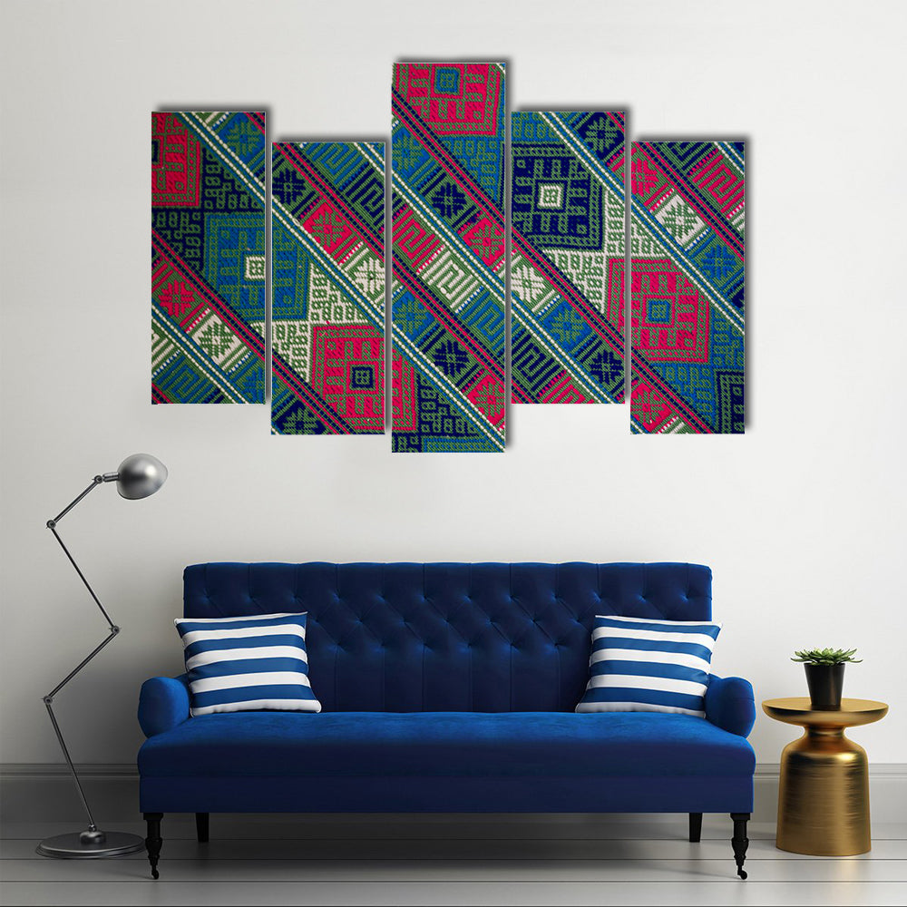 Texture Of Hand Woven Textile From Bhutan Canvas Wall Art