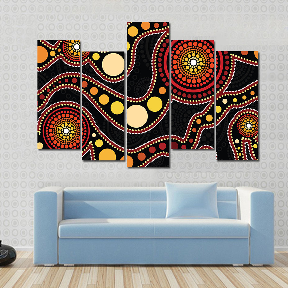 Connection Concept Aboriginal Dot Painting Canvas Wall Art