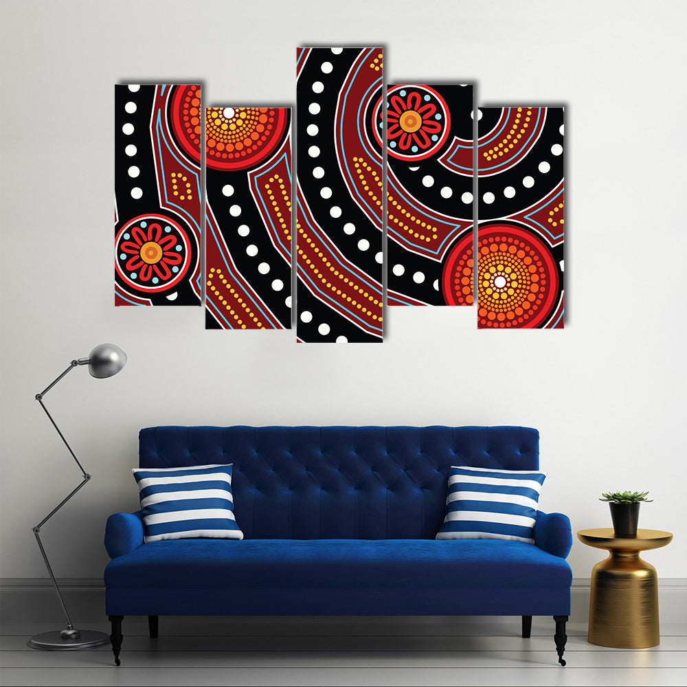 Aboriginal Dot Painting Motifs Canvas Wall Art
