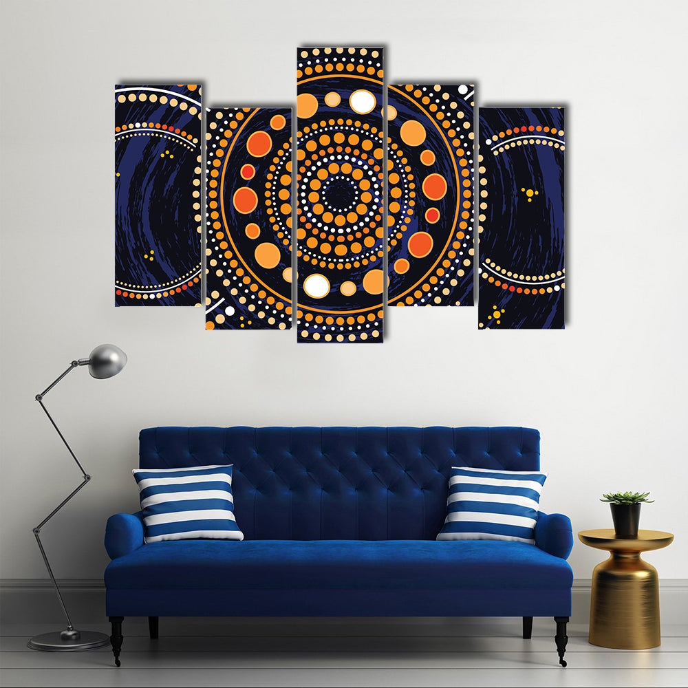 Blue Mandala Dot Illustration Canvas Wall Art