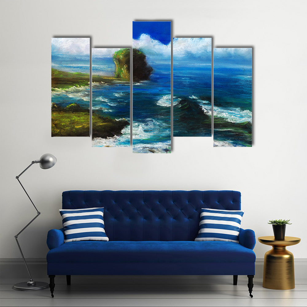 Coastal Landscape with Sea Stack Canvas Wall Art
