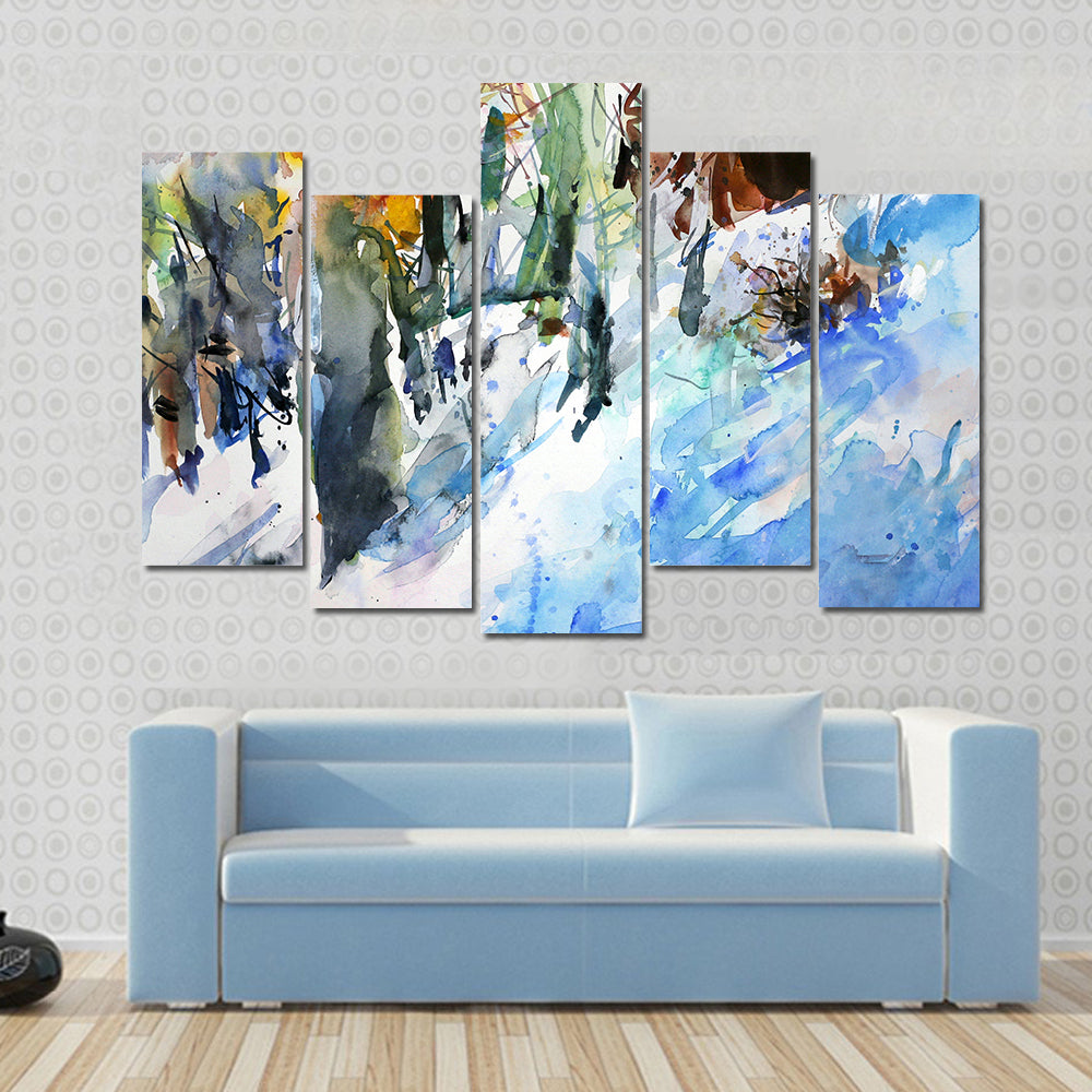 Watercolor Winter Forest Canvas Wall Art