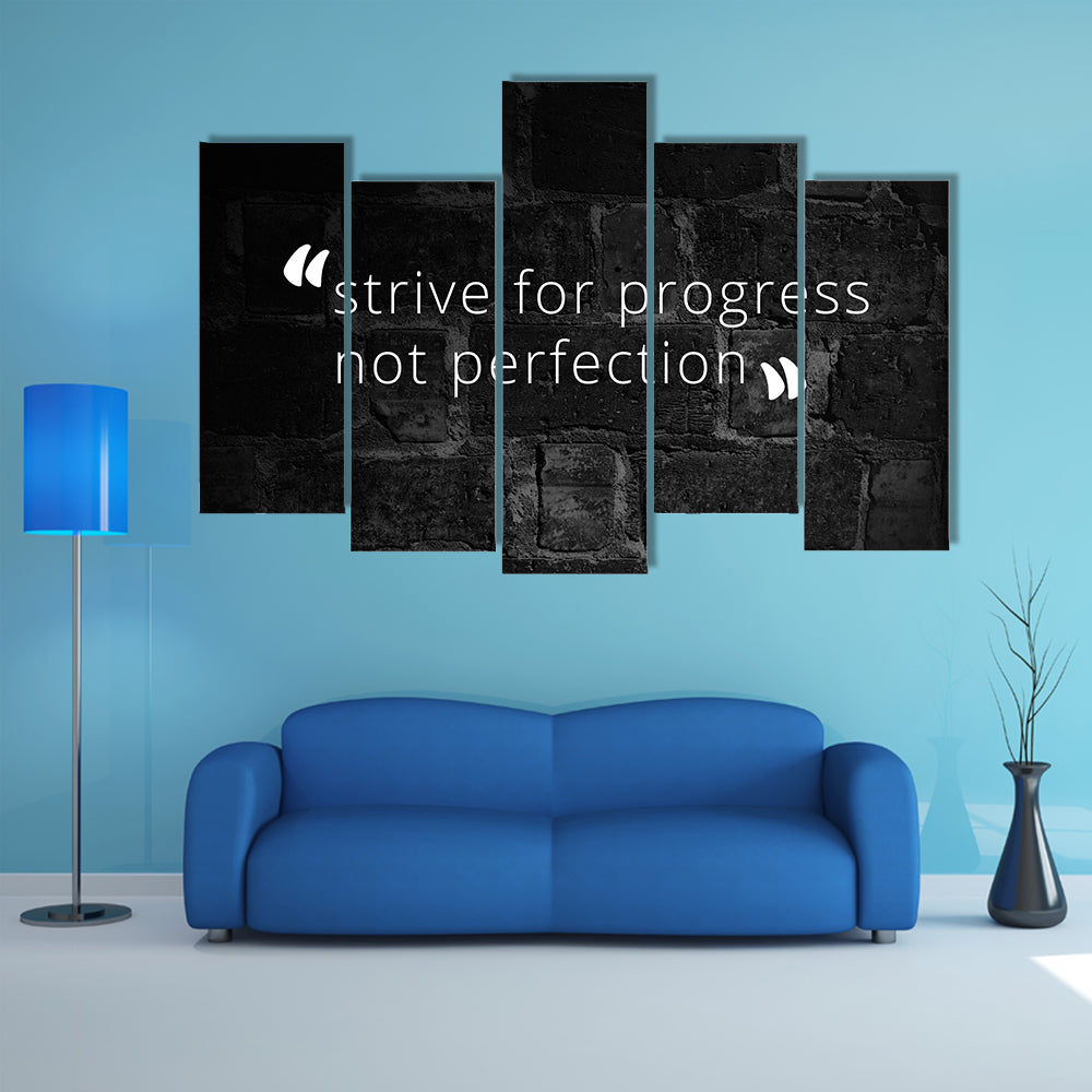 Strive for Progress Not Perfection Quote Canvas Wall Art