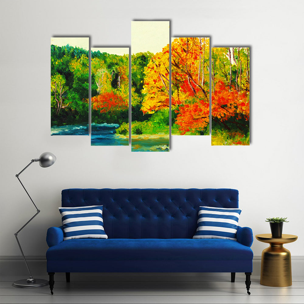 Maple River in Autumn Canvas Wall Art