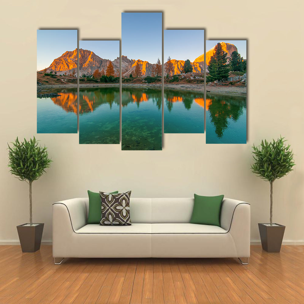 Limides Lake Reflection at Golden Hour Canvas Wall Art