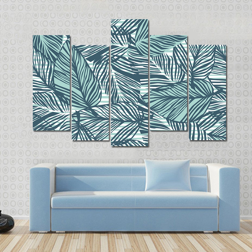 Seamless Palm Leaves Pattern Canvas Wall Art