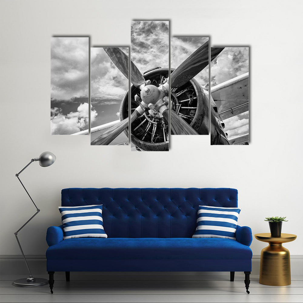 Vintage Airplane Propeller Close-up Canvas Wall Art