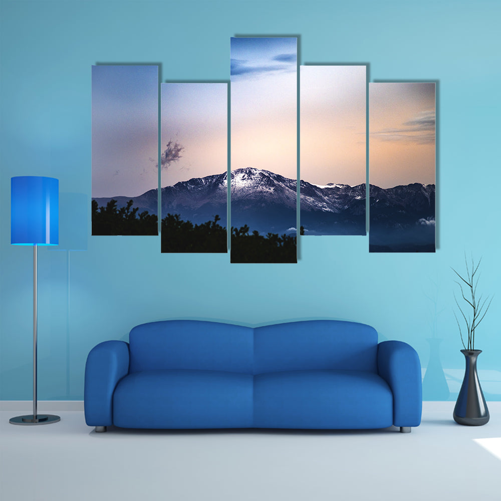 Snow Capped Pikes Peak In Colorado Springs Canvas Wall Art