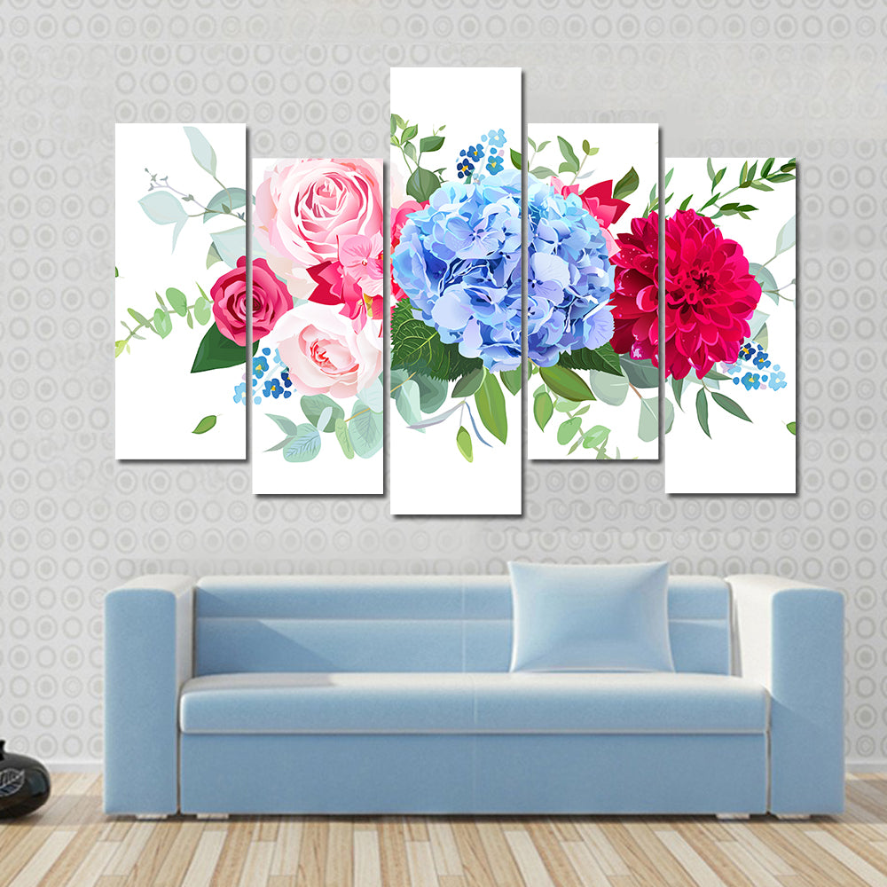 Summer Wedding Floral Bouquet Canvas Wall Art