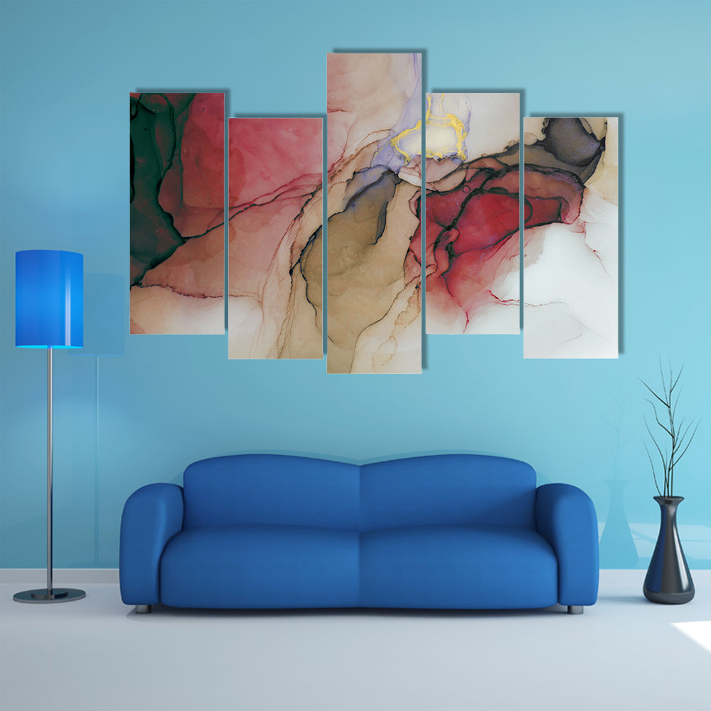 Alcohol Ink Abstract with Gold Accents Canvas Wall Art