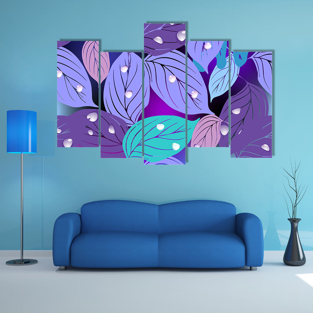 Purple Teal Leaf Texture Canvas Wall Art