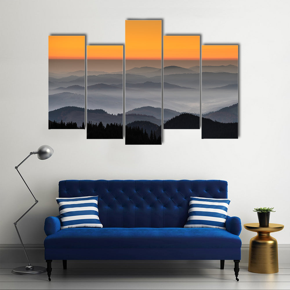 Rarau Mountain At Sunrise In Romania Canvas Wall Art