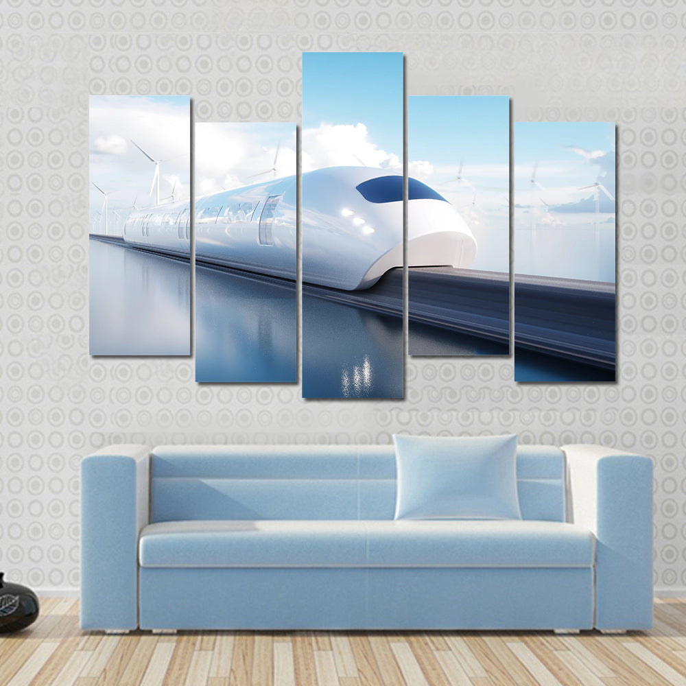 Speedily Futuristic Monorail Train Canvas Wall Art
