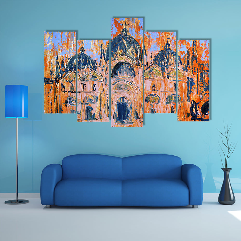 San Marco Square Church, Venice Painterly Study Canvas Wall Art