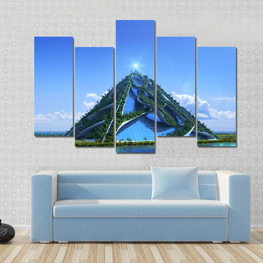 3D  Glass Pyramid Canvas Wall Art