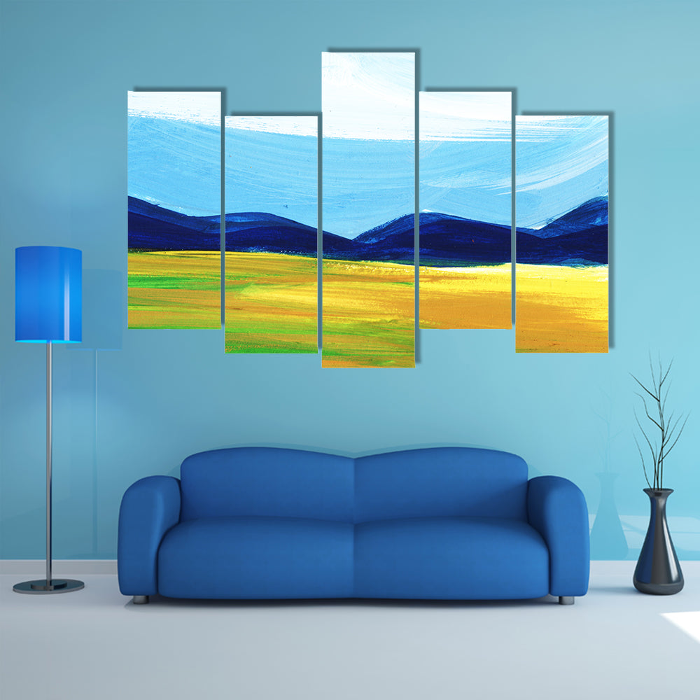 Scenic Mountains Field Artwork Canvas Wall Art