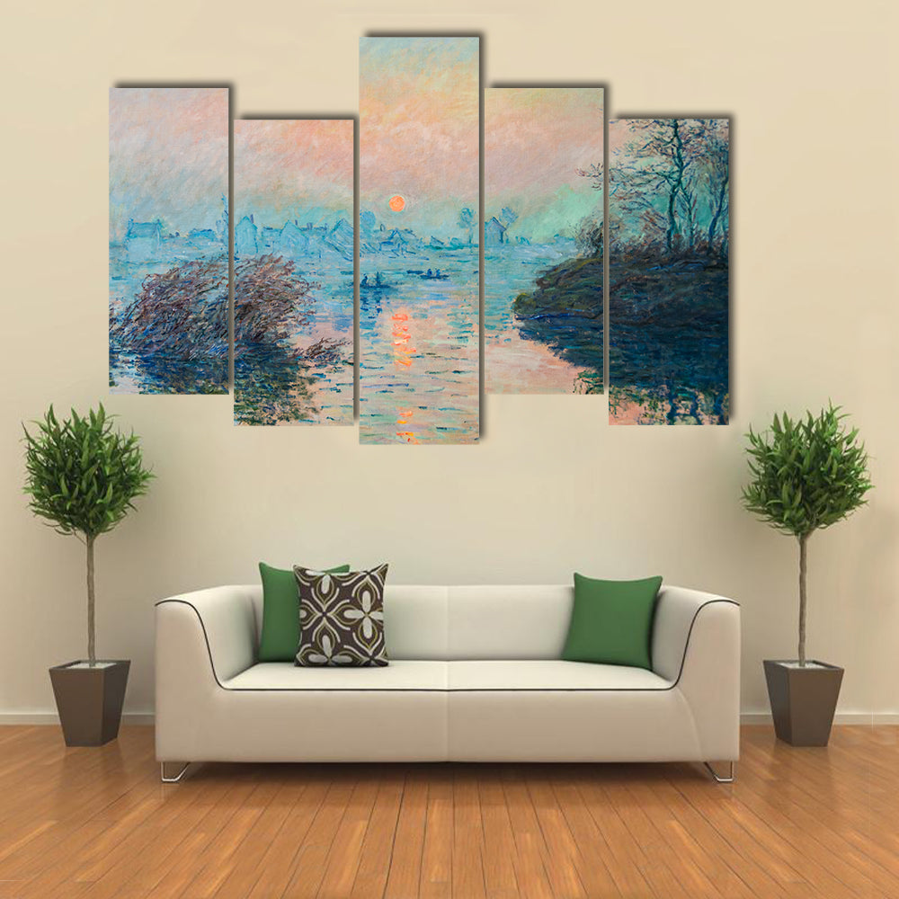 Claude Monet Sunrise Over River Canvas Wall Art