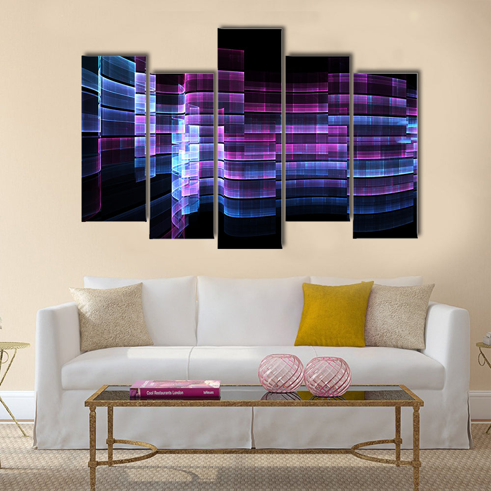 Futuristic Digital Grid Abstract Canvas Wall Art
