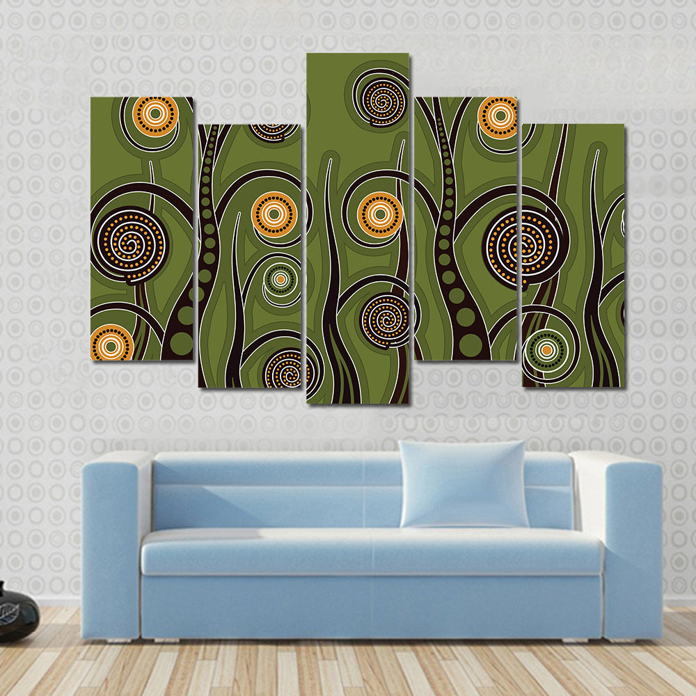Olive Dotted Tree Dot Painting Canvas Wall Art