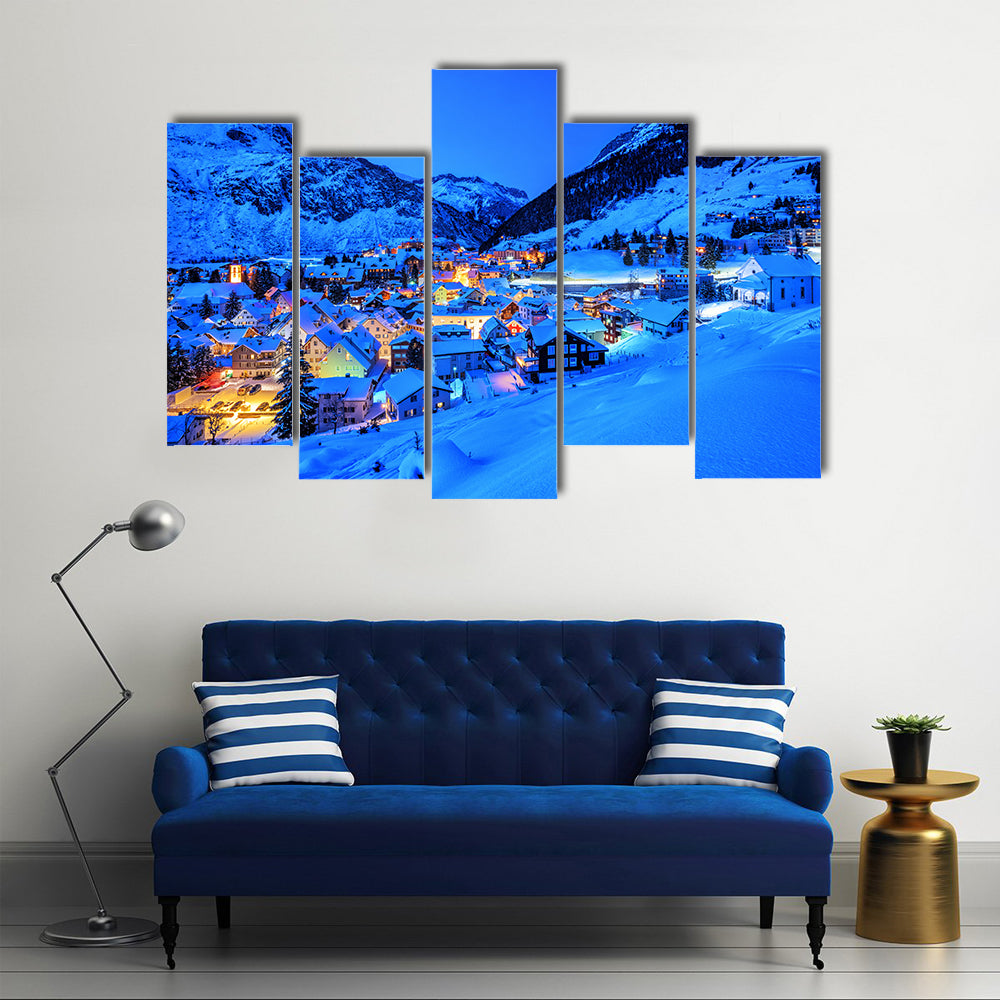 Andermatt Village In Swiss Alps Mountains Canvas Wall Art
