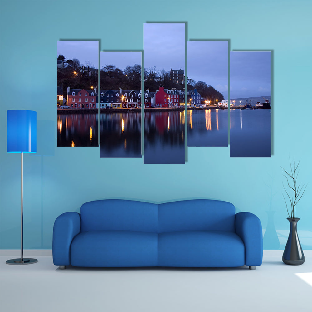 Tobermory Harbor Reflections at Twilight Canvas Wall Art