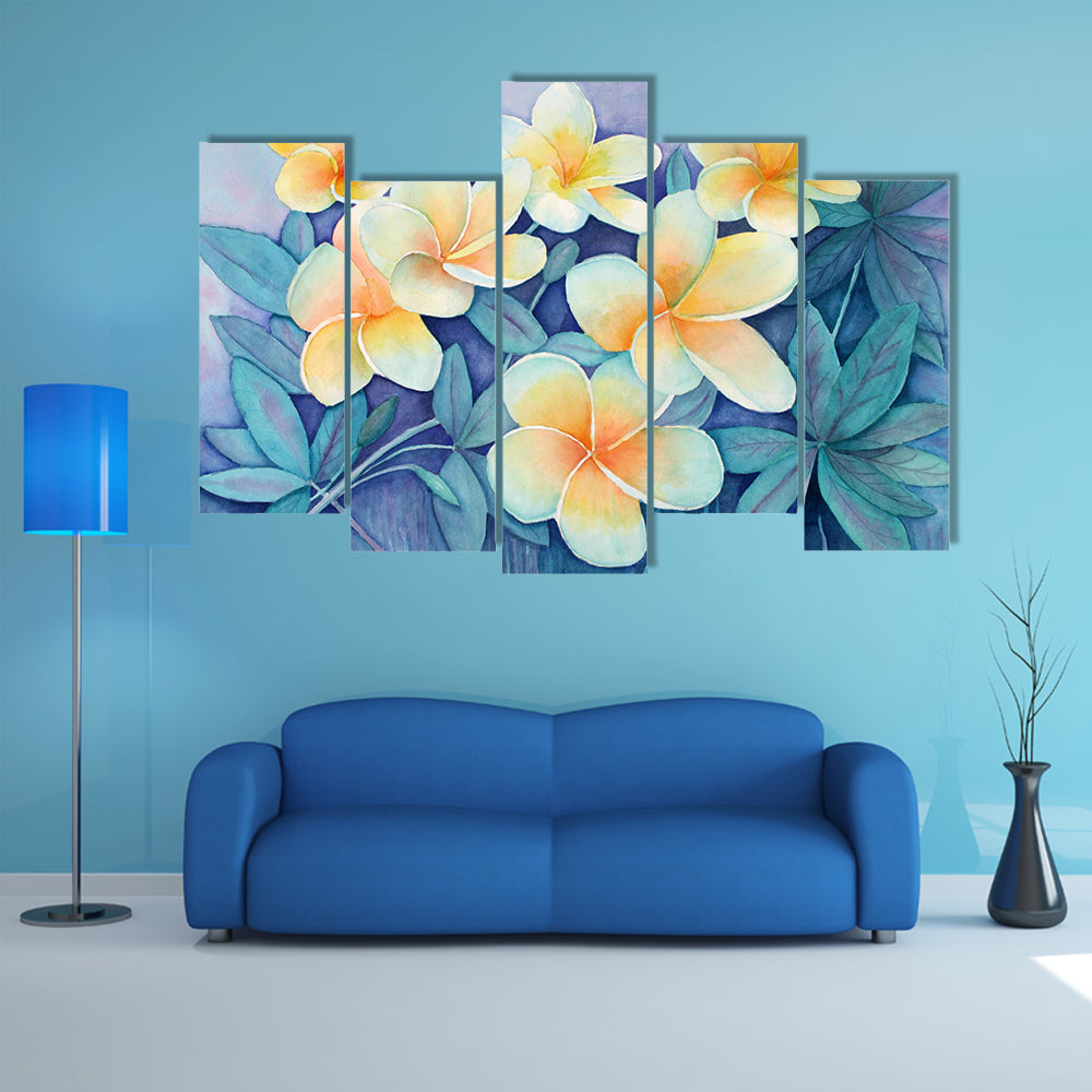 Tropical Frangipani Flowers Canvas Wall Art