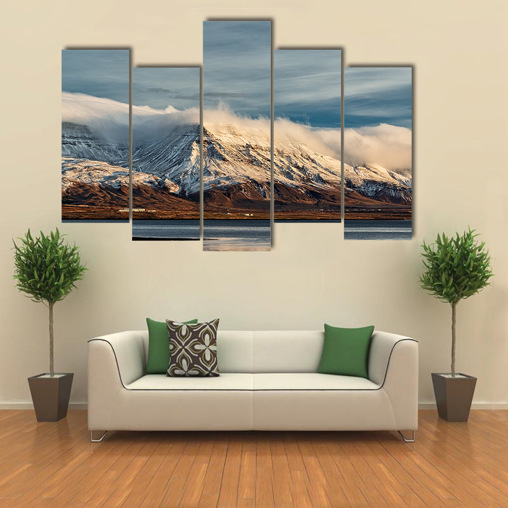 Sunrise From Reykjavik In Iceland Canvas Wall Art