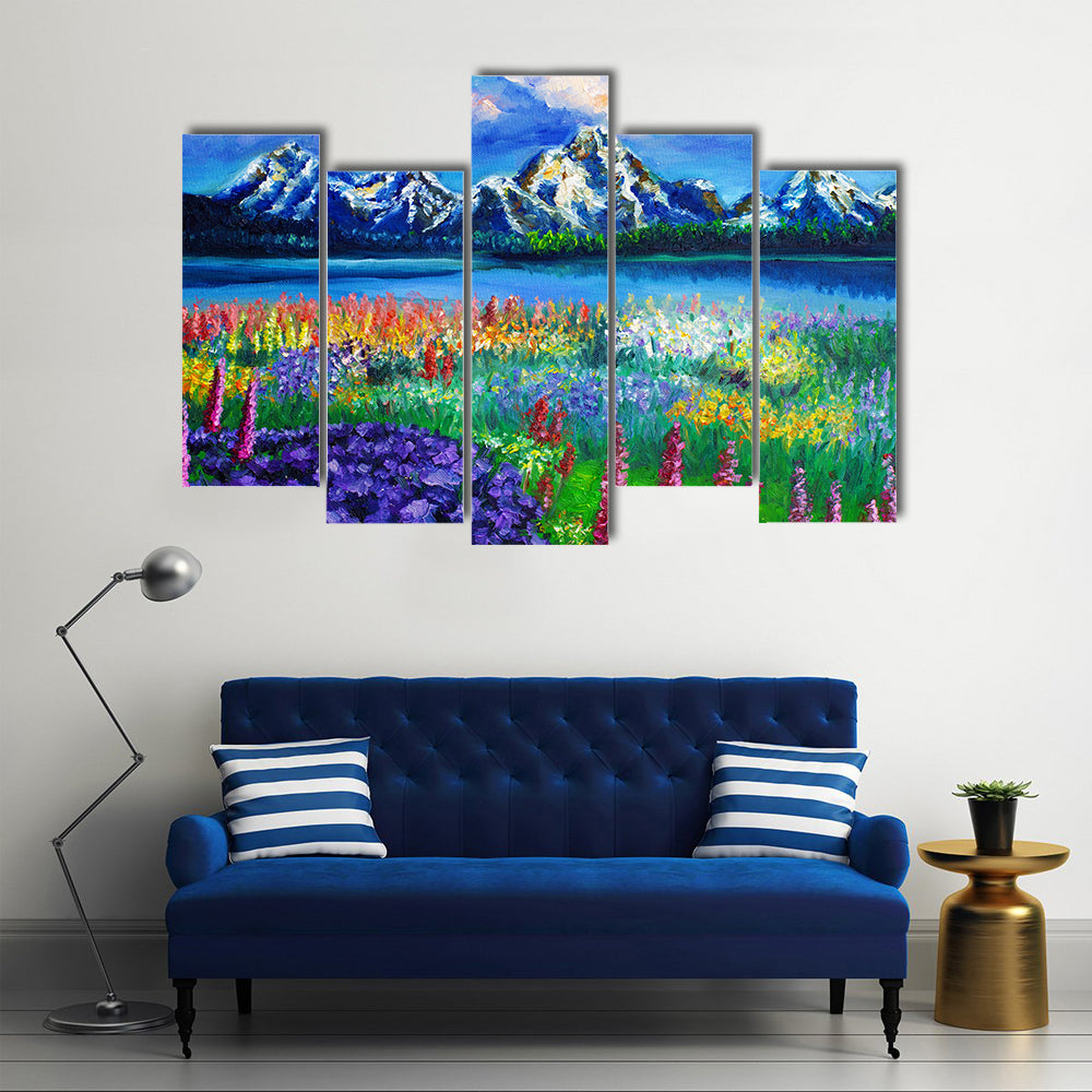 Spring Mountain Lake Canvas Wall Art