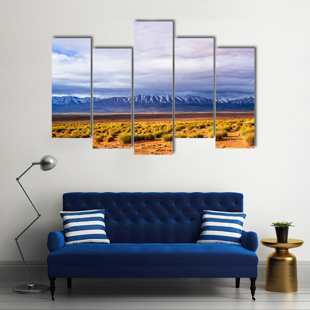 Morocco Desert With Mountains Peaks Canvas Wall Art