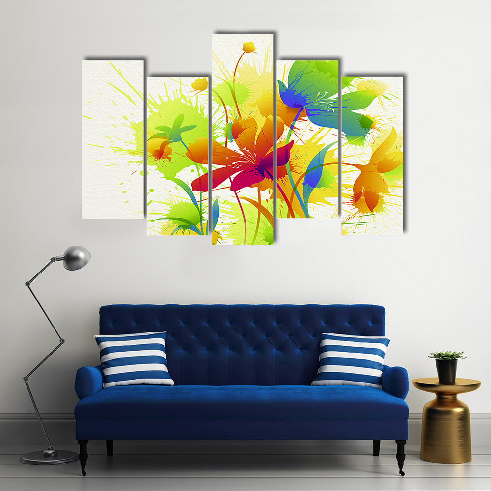 Colorful Abstract Floral Burst Canvas Wall Art