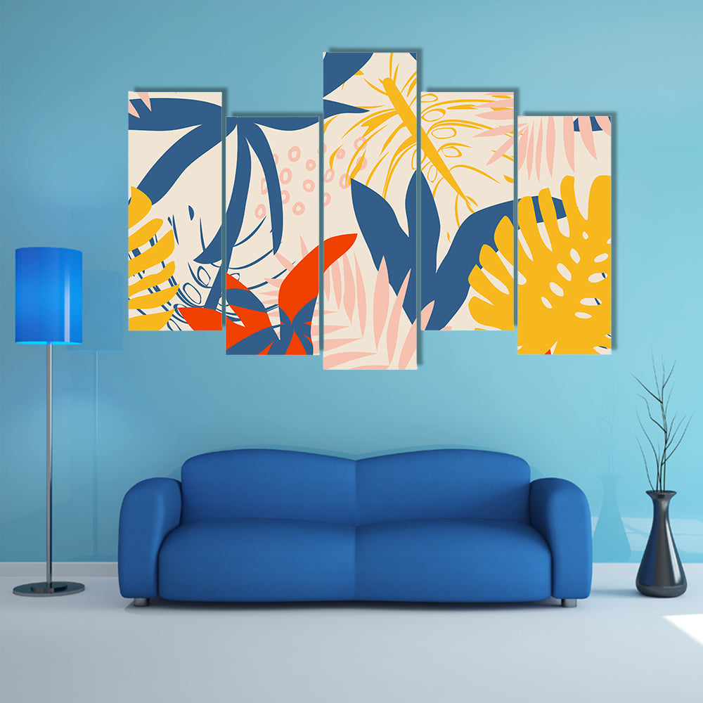 Summer Tropical Leaf Pattern Canvas Wall Art