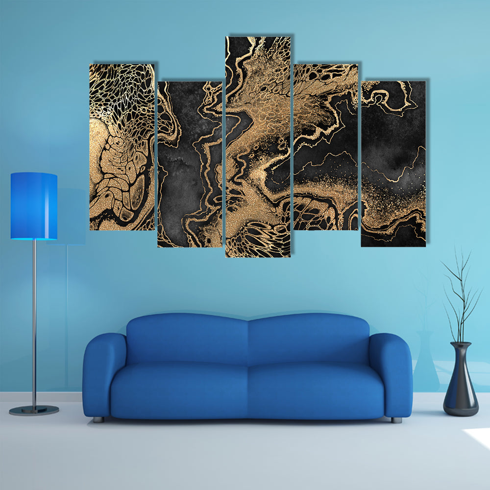 Gold Veined Marble Texture Canvas Wall Art