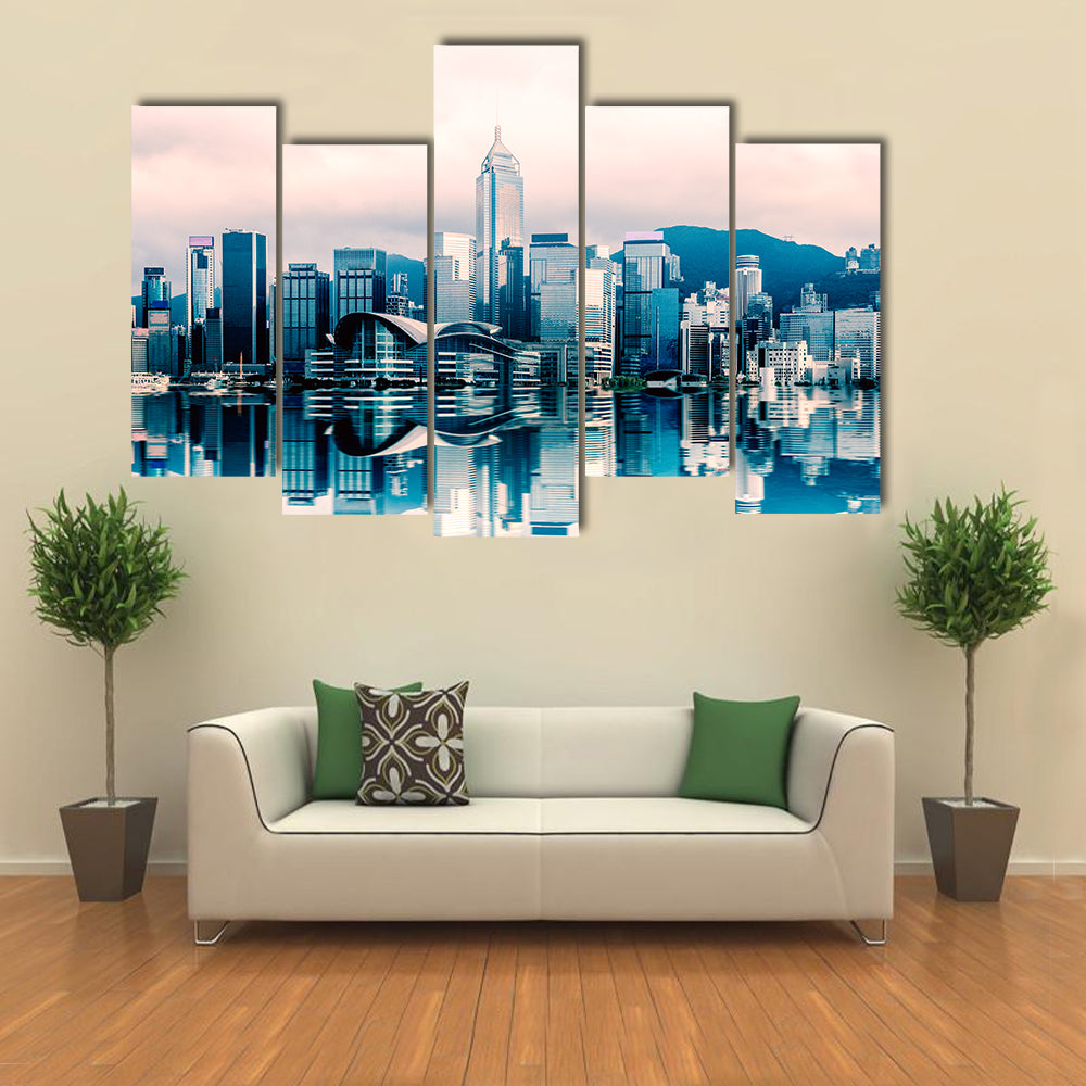 Hong Kong Cityscape At Victoria Harbour Canvas Wall Art