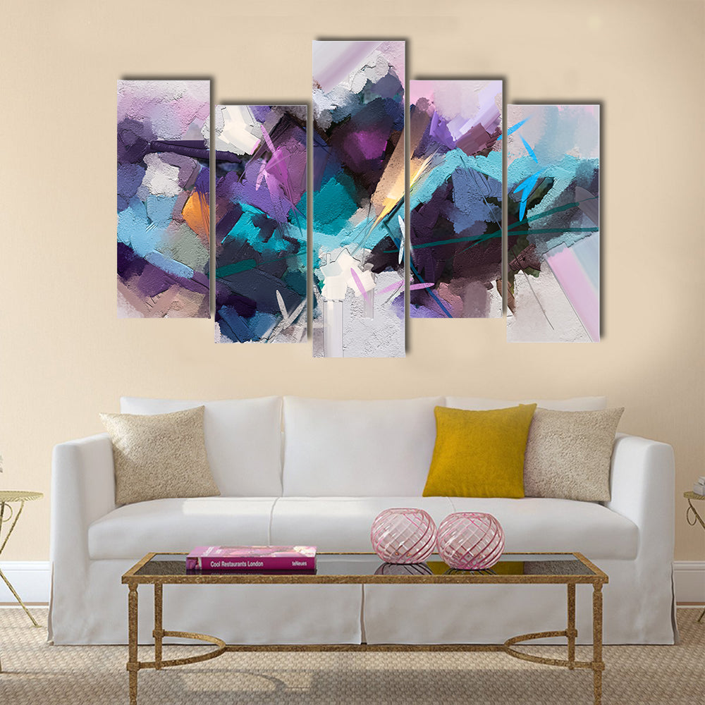 Textured Purple Geometric Abstract Canvas Wall Art