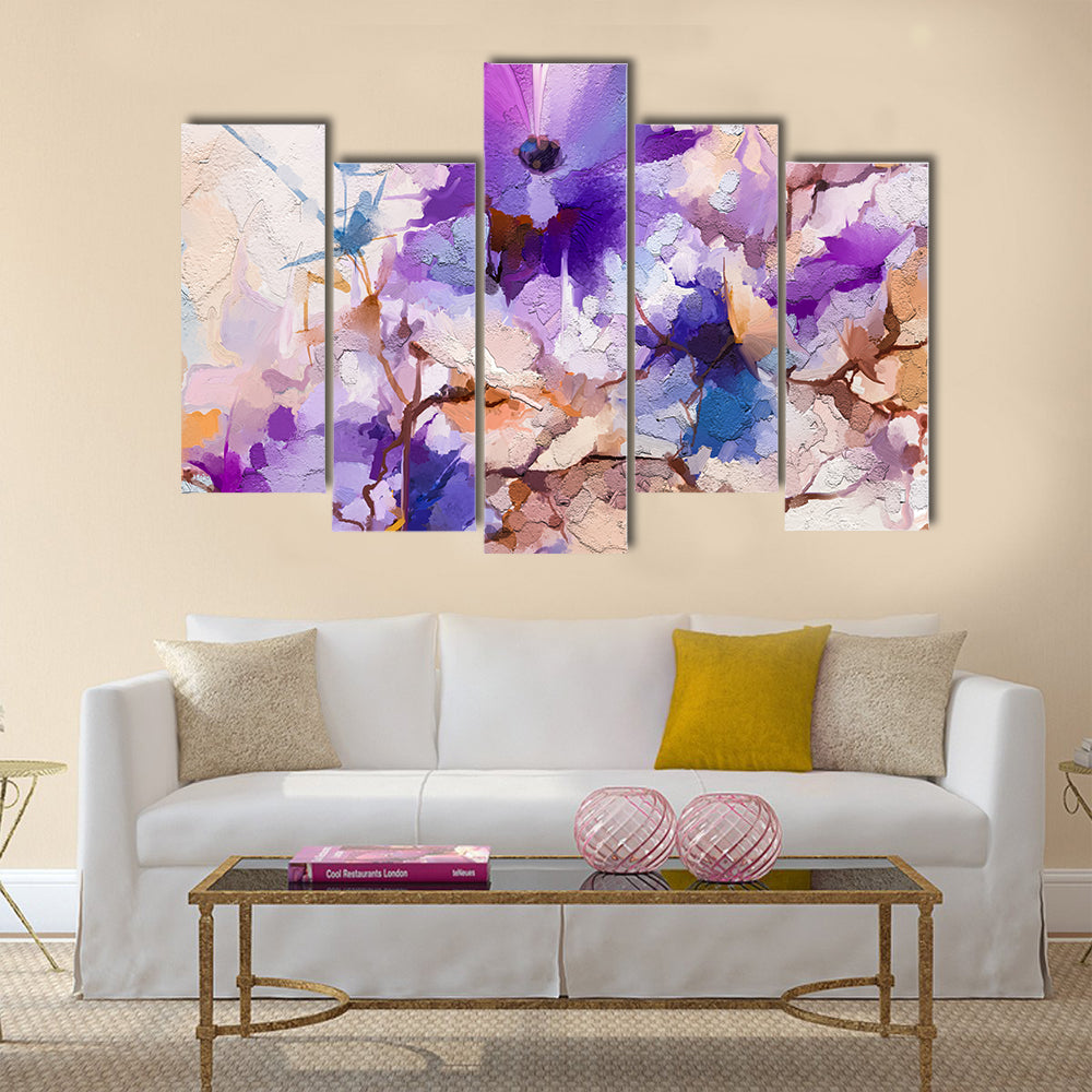 Oil Painted Spring Flowers Canvas Wall Art