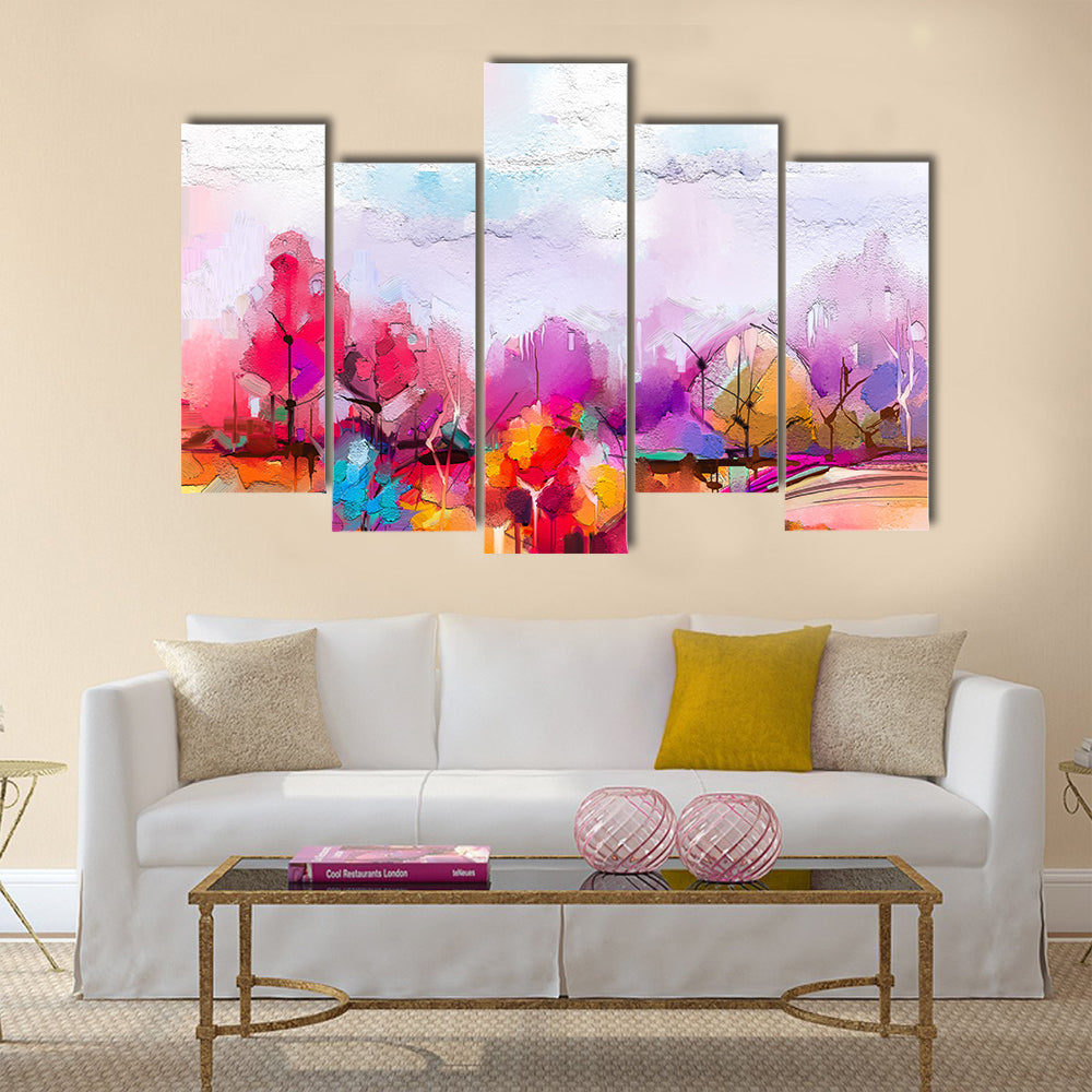 Oil-painted Abstract Trees Canvas Wall Art