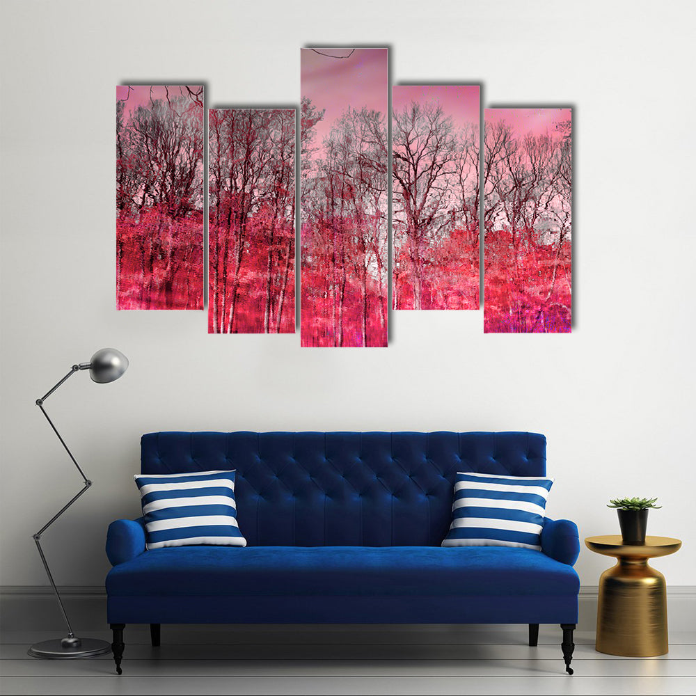 Surreal Pink Winter Forest Canvas Wall Art