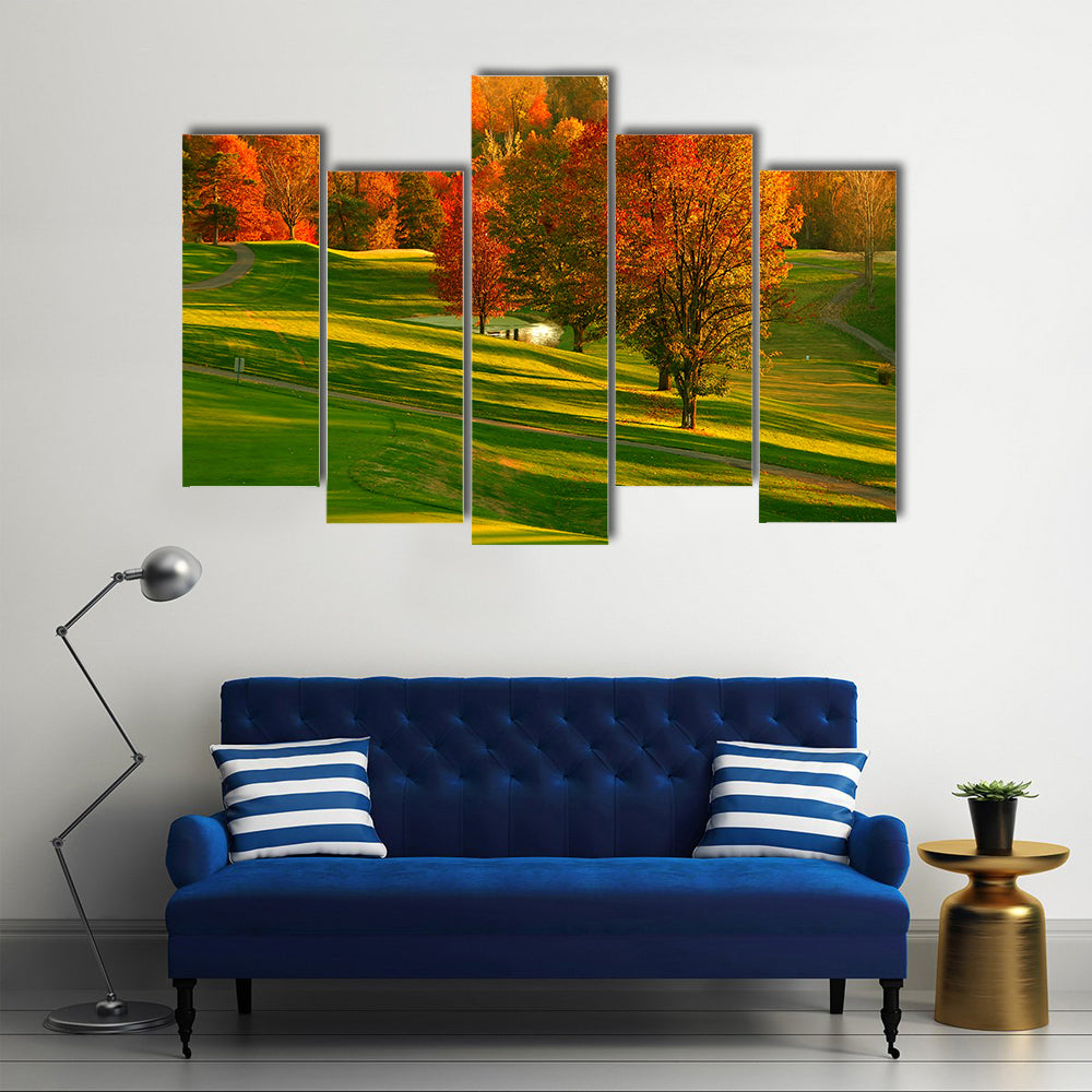 Sunset At The Golf Course Canvas Wall Art