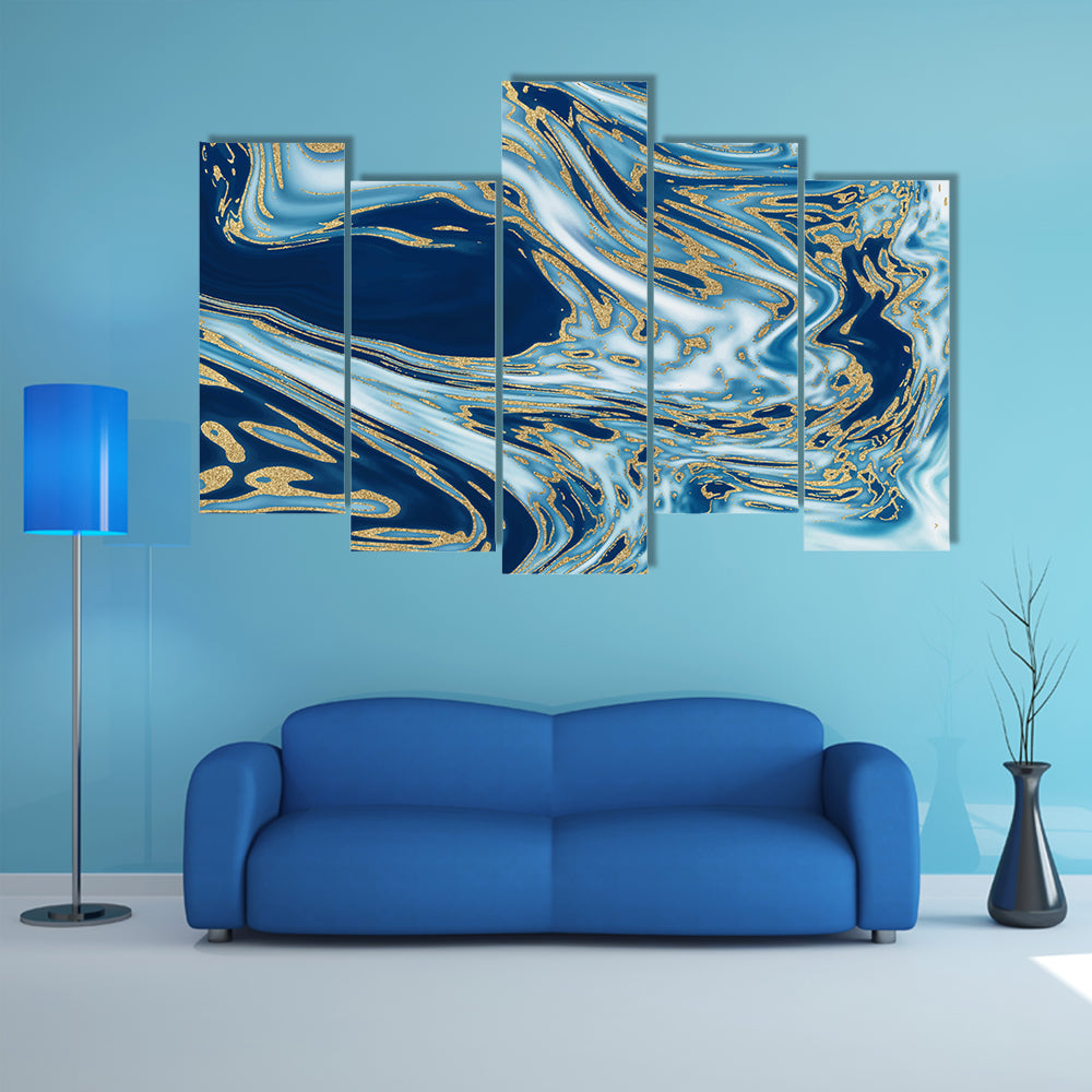 Liquid Marble with Gold Veins Canvas Wall Art