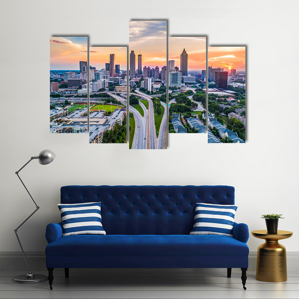 Atlanta In Georgia Skyline Canvas Wall Art